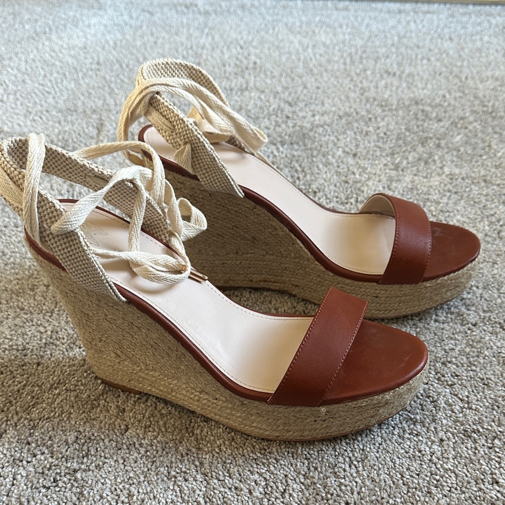 Victoria's Secret Brown and Cream Espadrille Wedges